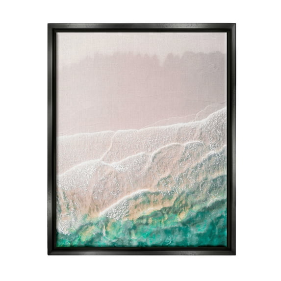 Stupell Industries Modern Beach Foam Abstract Painting Black Floater Framed Canvas Art Print Wall Art, 17 x 21