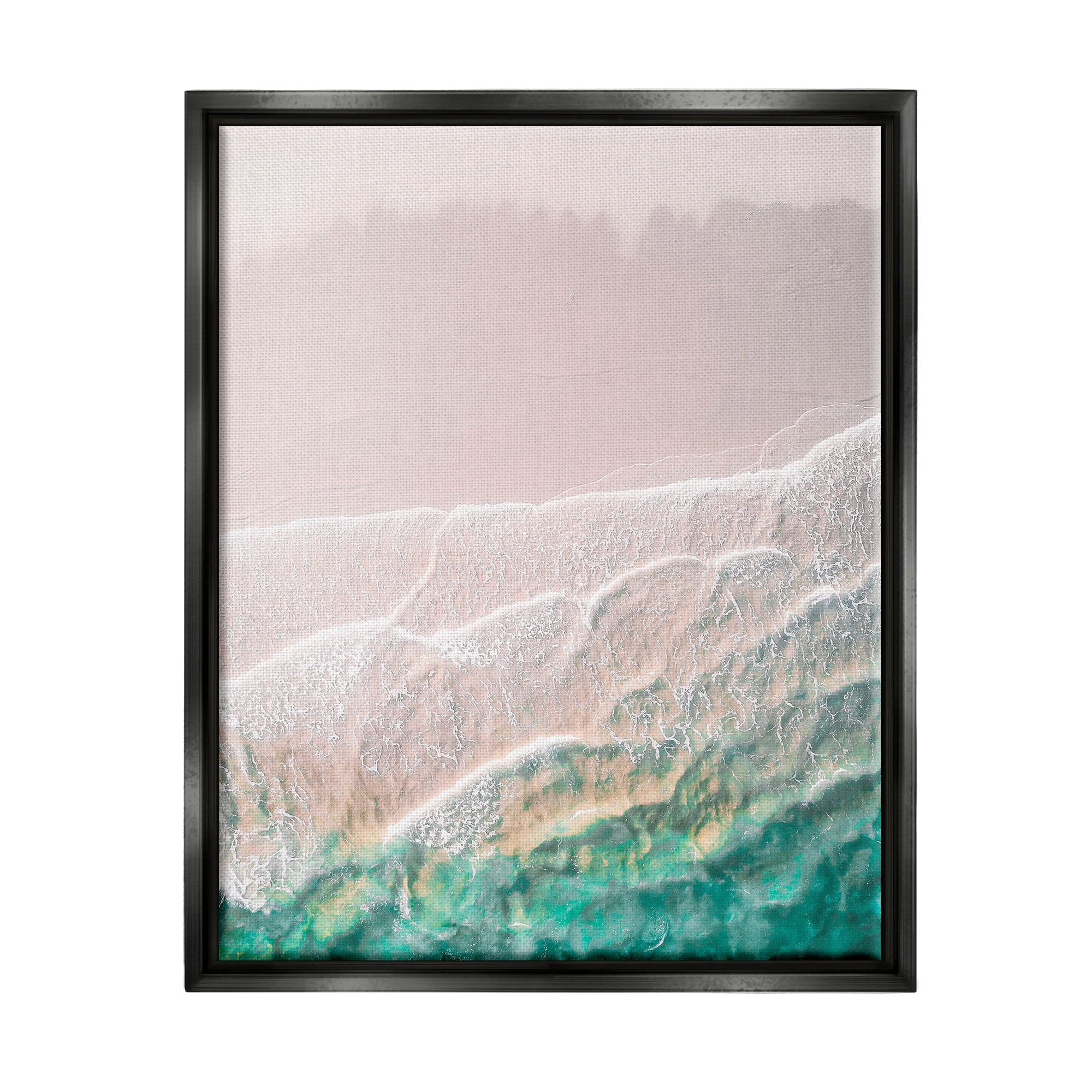 Stupell Industries Modern Beach Foam Abstract Painting Black Floater Framed Canvas Art Print Wall Art, 25 x 31