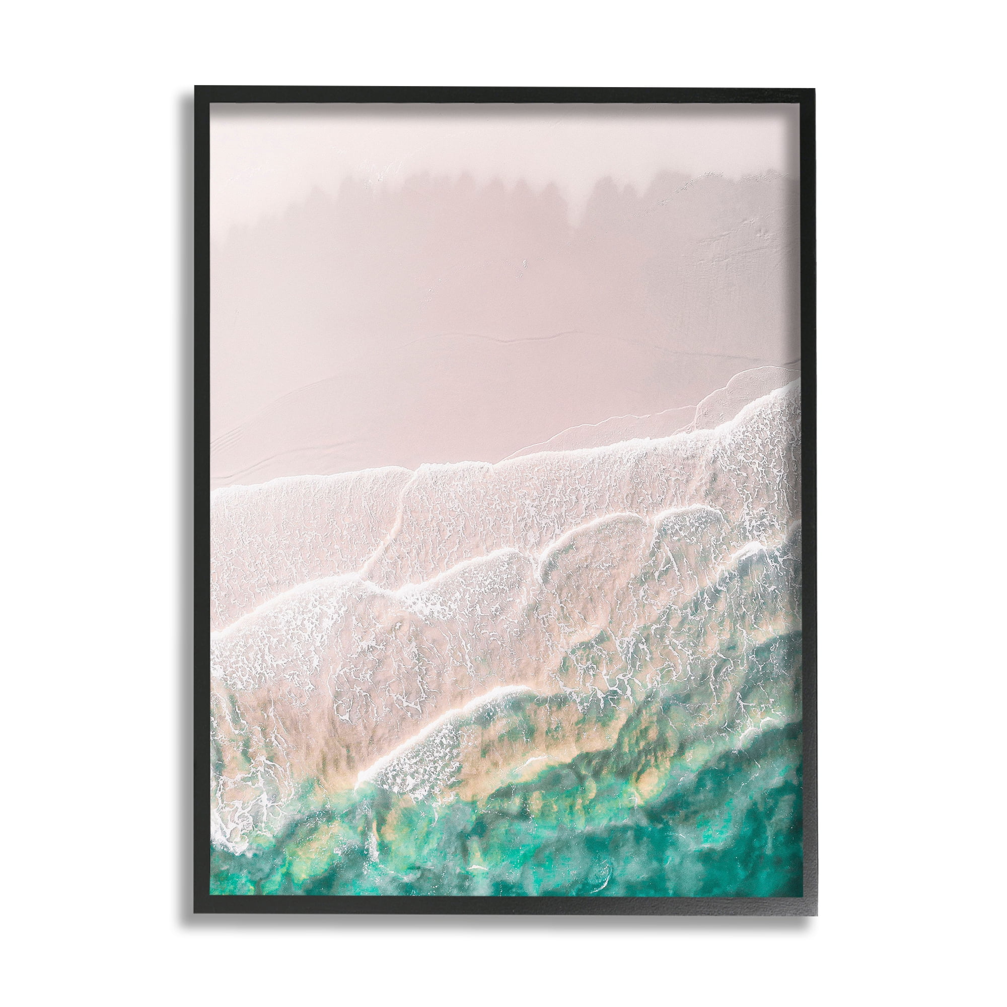 Stupell Industries Modern Beach Foam Abstract Painting Black Framed Art Print Wall Art, 24 x 30
