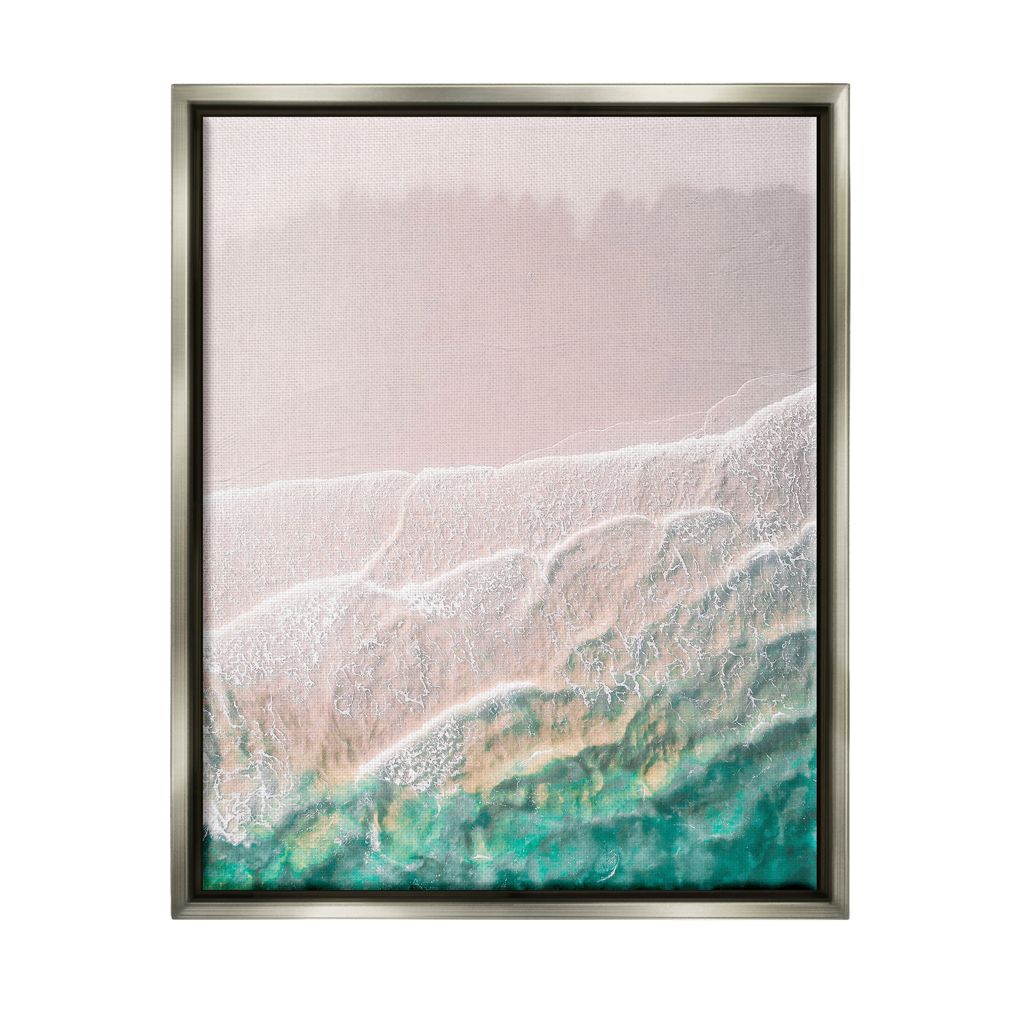 Stupell Industries Modern Beach Foam Abstract Painting Gray Floater Framed Canvas Art Print Wall Art, 25 x 31