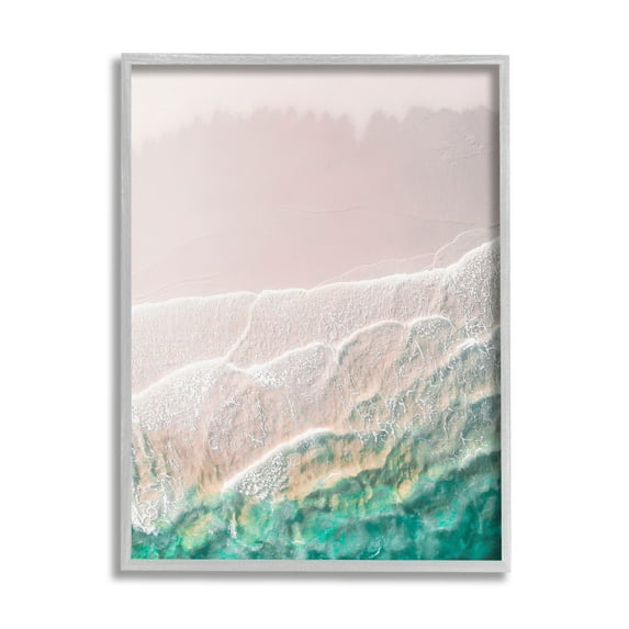 Stupell Industries Modern Beach Foam Abstract Painting Gray Framed Art Print Wall Art, 16 x 20