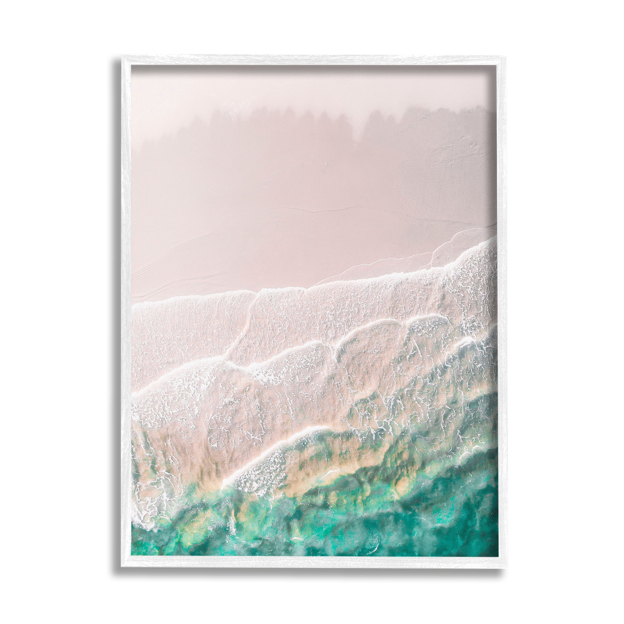Stupell Industries Modern Beach Foam Abstract Painting White Framed Art Print Wall Art, 16 x 20