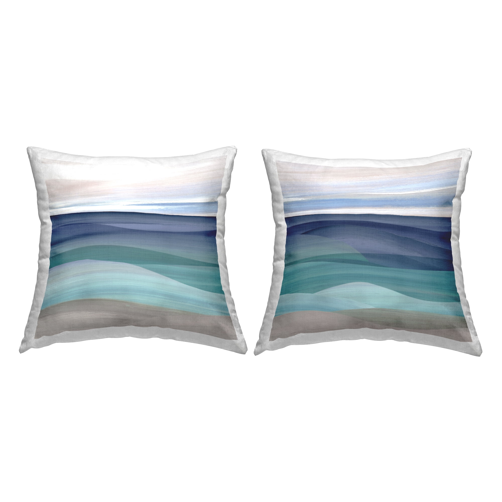 Stupell Industries Modern Beach Scene Square Decorative Printed Throw Pillow, 18 x 18, Set of 2