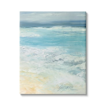 Stupell Industries Modern Beach Waves Abstract Shore Coastal Painting Gallery Wrapped Canvas Print Wall Art