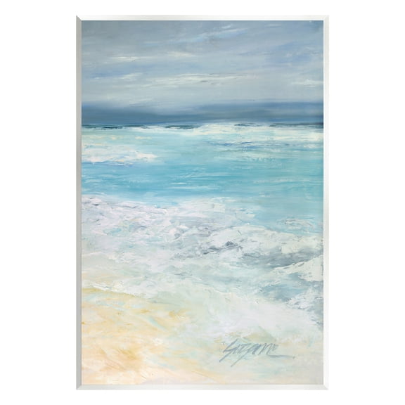 Stupell Industries Modern Beach Waves Abstract Shore Coastal Painting Unframed Art Print Wall Art