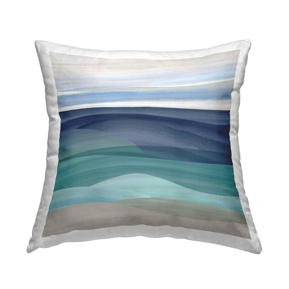 Stupell Industries Modern Beach Waves Square Decorative Printed Throw Pillow, 18 x 18