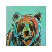 Stupell Industries Modern Bear Abstract Animals & Insects Painting Gallery Wrapped Canvas Art Print Wall Art, 17 x 17