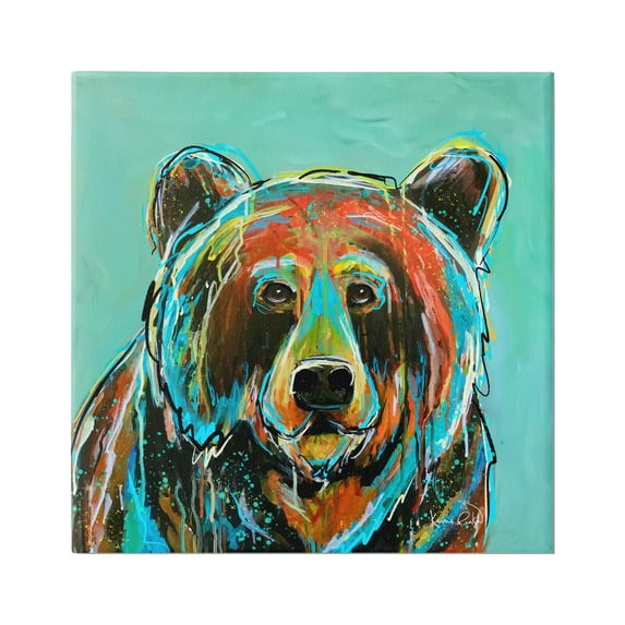 Stupell Industries Modern Bear Abstract Animals & Insects Painting Gallery Wrapped Canvas Art Print Wall Art, 36 x 36