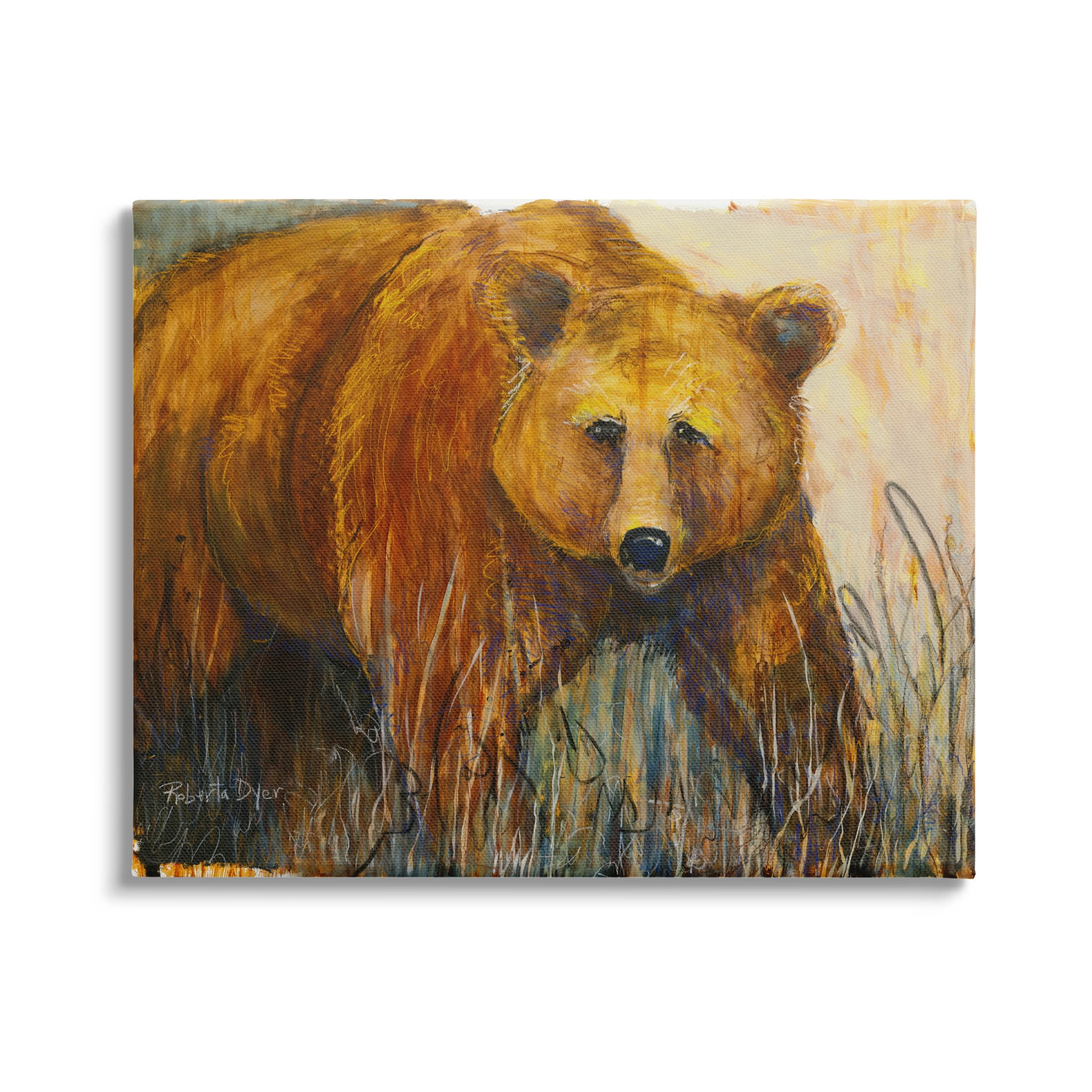 Stupell Industries Modern Bear Wildlife Scene Painting Gallery Wrapped Canvas Print Wall Art, Design by Roberta Dyer
