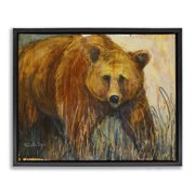 Stupell Industries Rustic Lodge Modern Bear Wildlife Scene Black Floating Frame Canvas Art, 31 x 25, by Roberta Dyer
