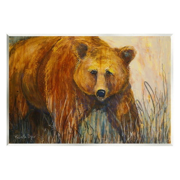 Stupell Industries Modern Bear Wildlife Scene Painting Unframed Art Print Wall Art, Design by Roberta Dyer