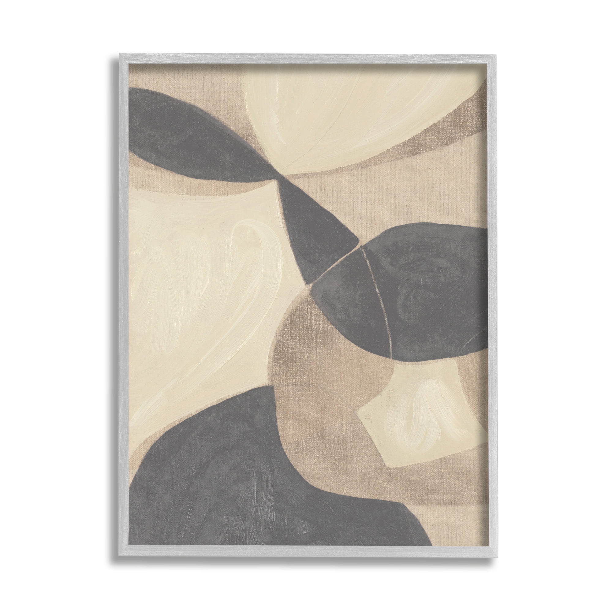 Modern Beige and Gray Abstract Canvas Print with Wood Frame, 11 x 14