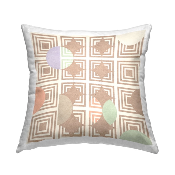 Stupell Industries Modern Beige Geometric Shapes Overlapping Squares Diamond Design by Daphne Polselli Throw Pillow