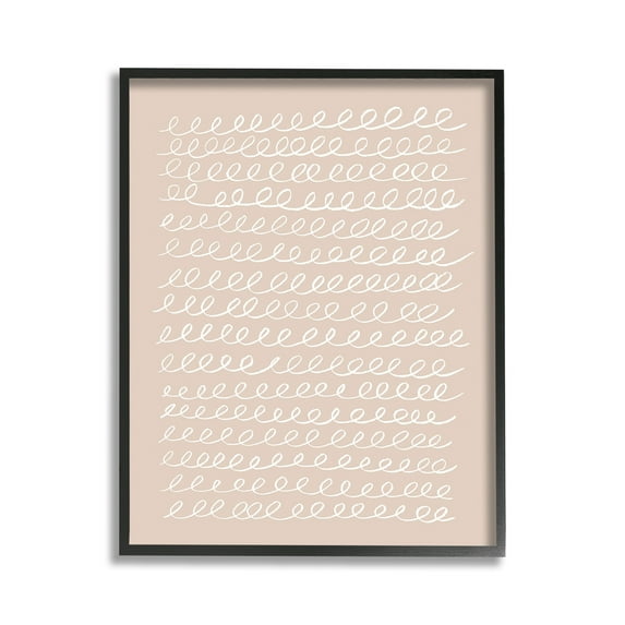 Stupell Industries Modern Beige Squiggle Abstract Painting Black Framed Art Print Wall Art, 11 x 14