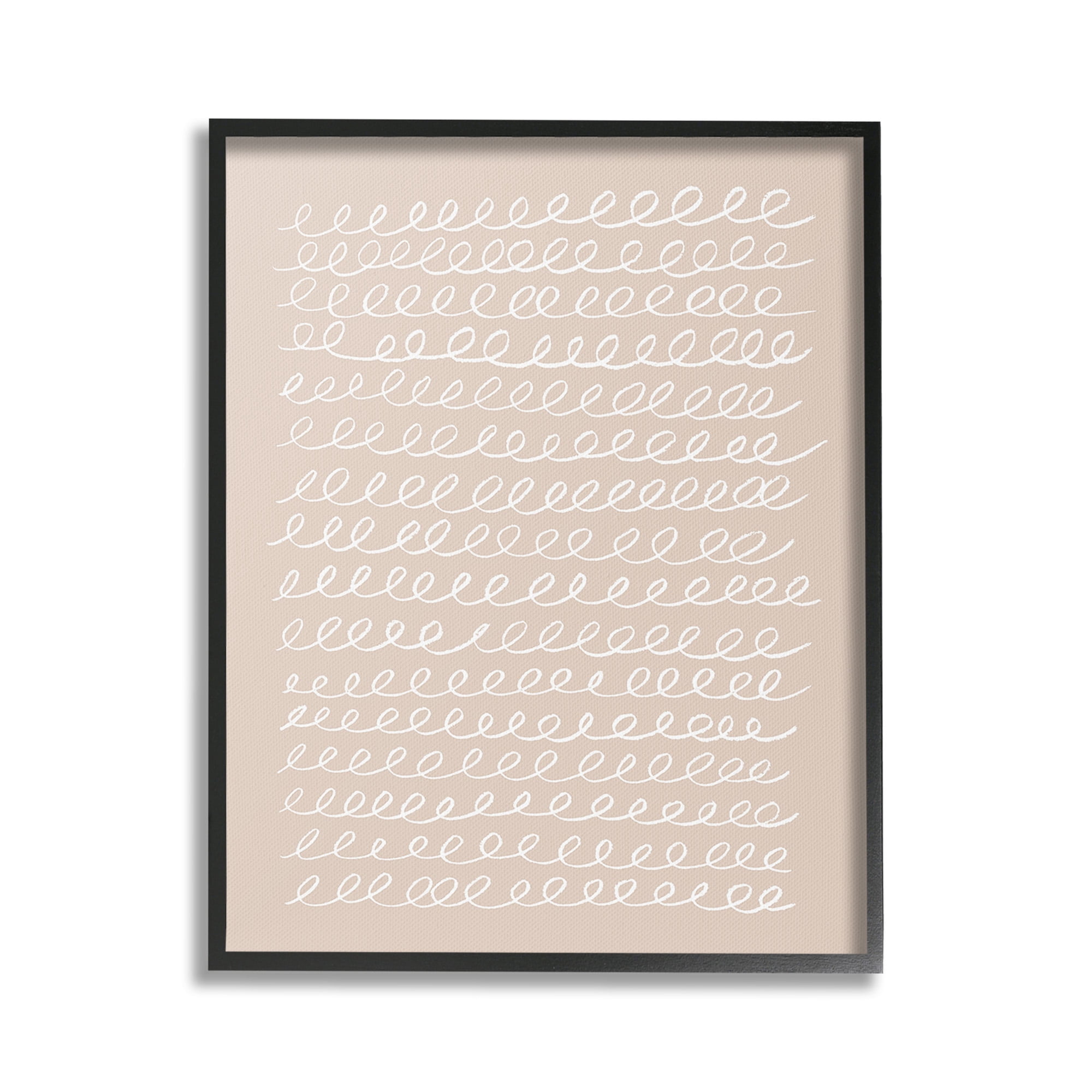 Stupell Industries Modern Beige Squiggle Abstract Painting Black Framed Art Print Wall Art, 24 x 30