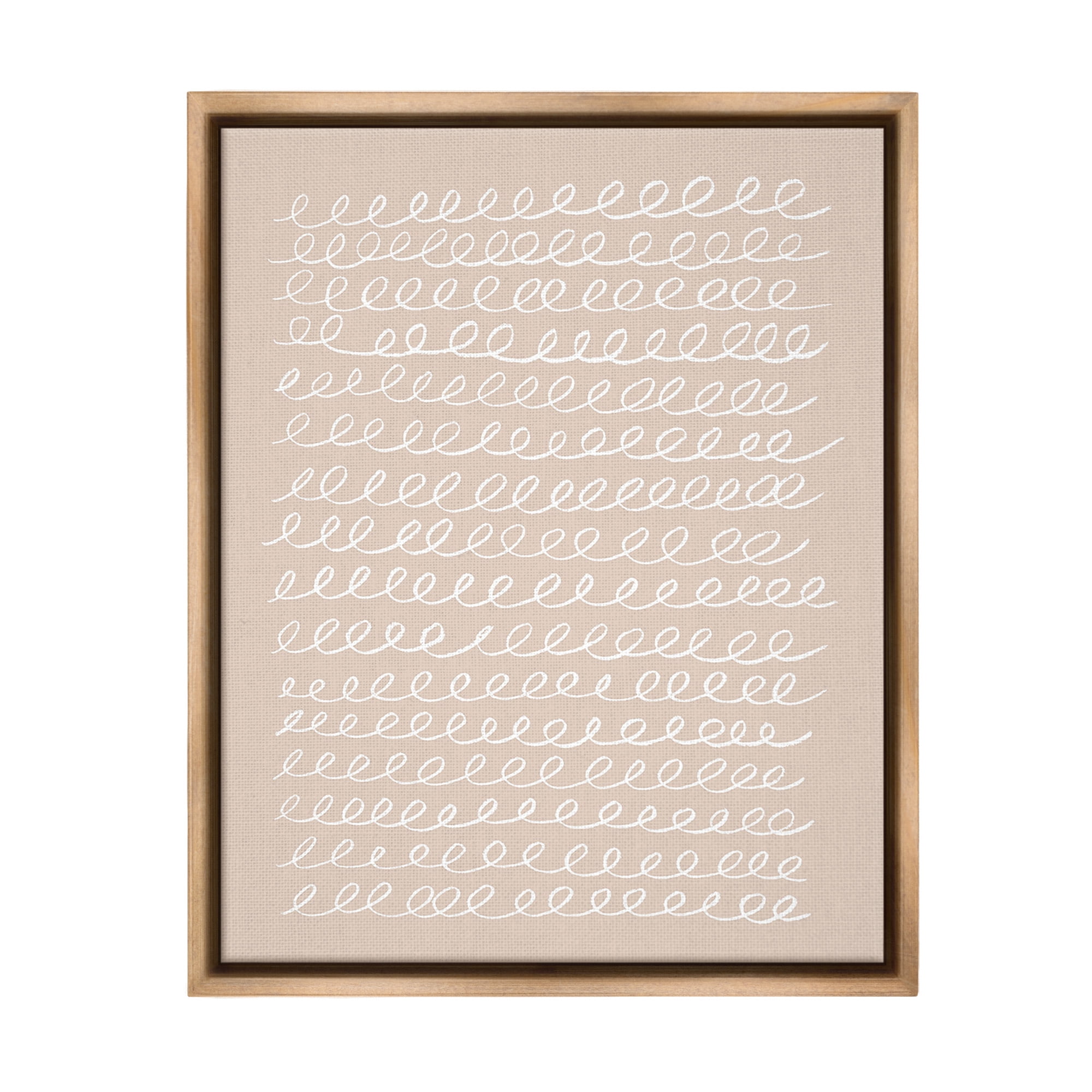 Stupell Industries Modern Beige Squiggle Abstract Painting Brown Floater Framed Canvas Art Print Wall Art, 17 x 21