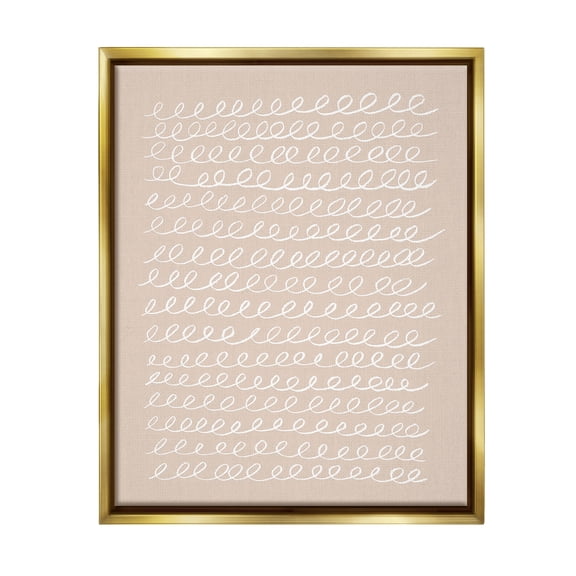 Stupell Industries Modern Beige Squiggle Abstract Painting Gold Floater Framed Canvas Art Print Wall Art, 17 x 21