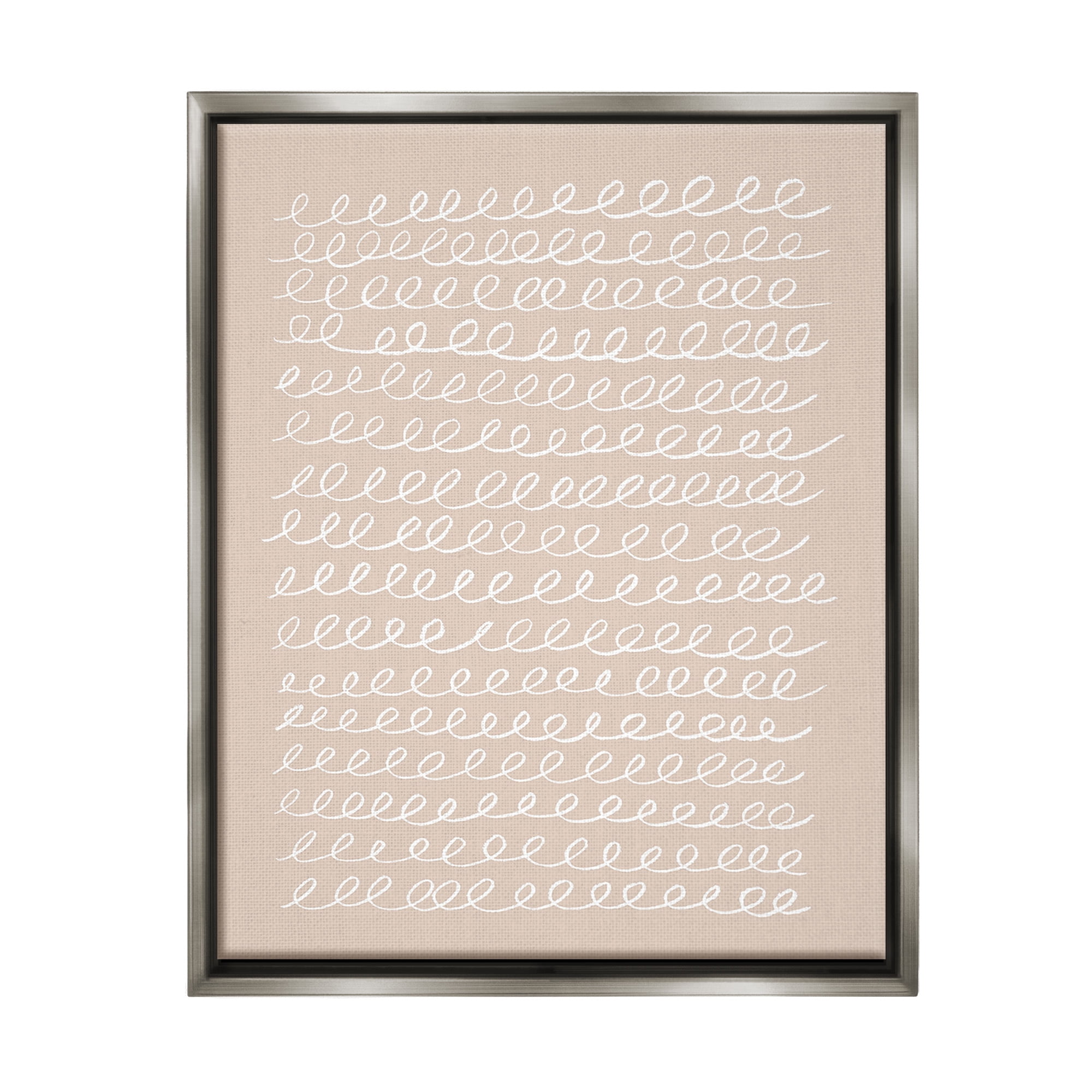 Stupell Industries Modern Beige Squiggle Abstract Painting Gray Floater Framed Canvas Art Print Wall Art, 17 x 21