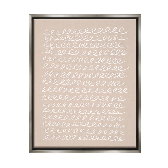 Stupell Industries Modern Beige Squiggle Abstract Painting Gray Floater Framed Canvas Art Print Wall Art, 25 x 31