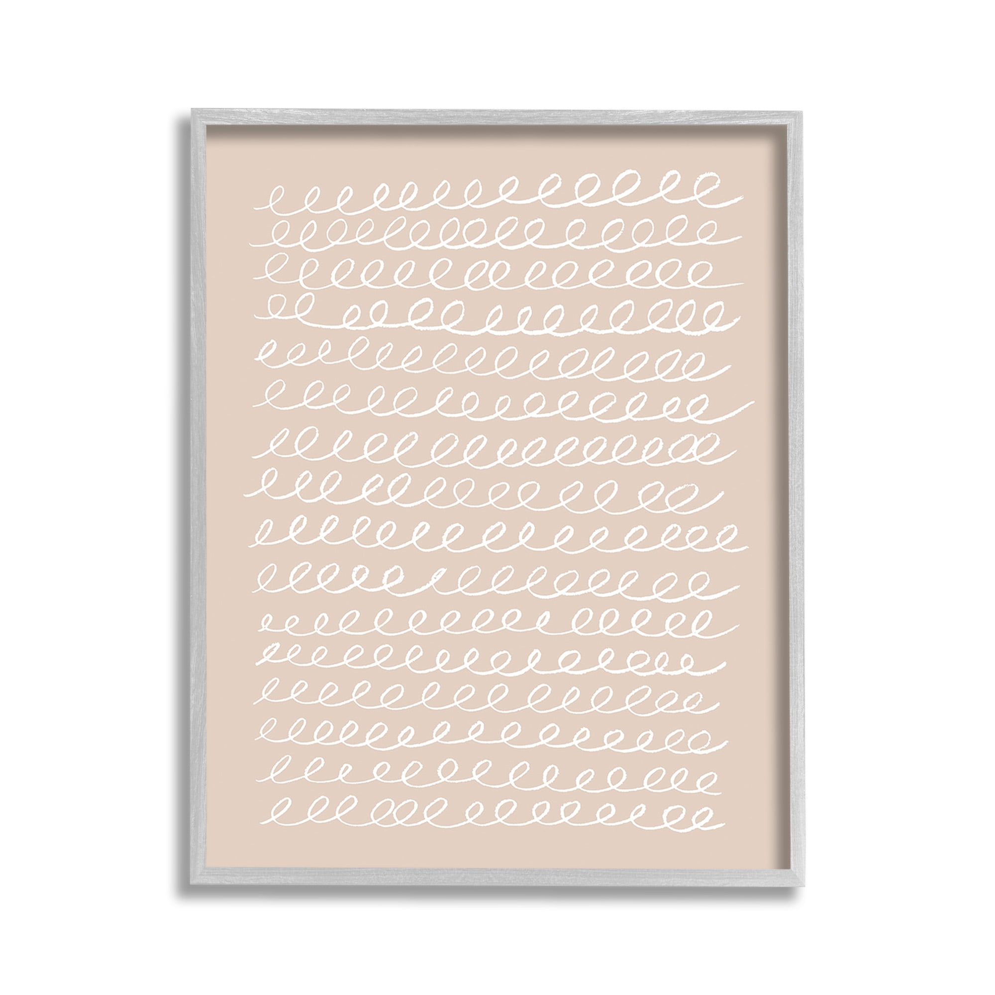 Stupell Industries Modern Beige Squiggle Abstract Painting Gray Framed Art Print Wall Art, 11 x 14