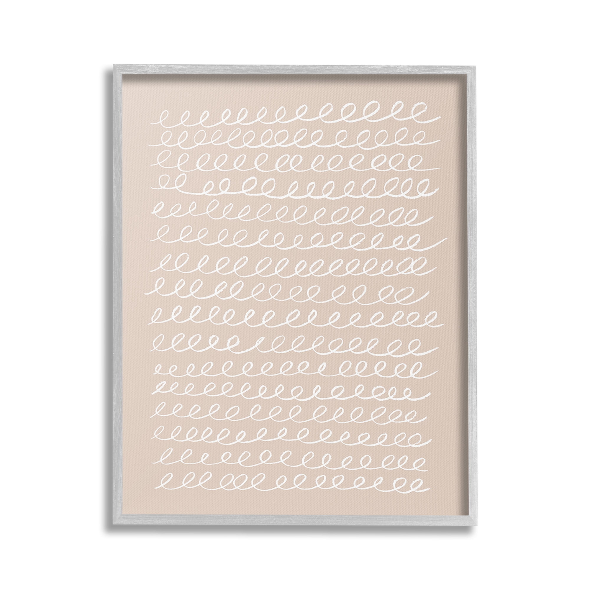 Stupell Industries Modern Beige Squiggle Abstract Painting Gray Framed Art Print Wall Art, 16 x 20