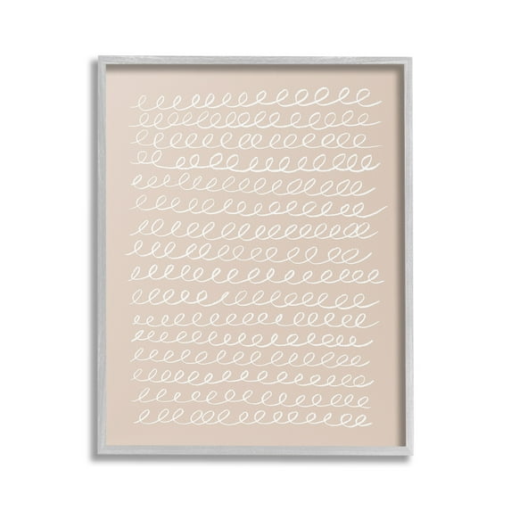 Stupell Industries Modern Beige Squiggle Abstract Painting Gray Framed Art Print Wall Art, 16 x 20