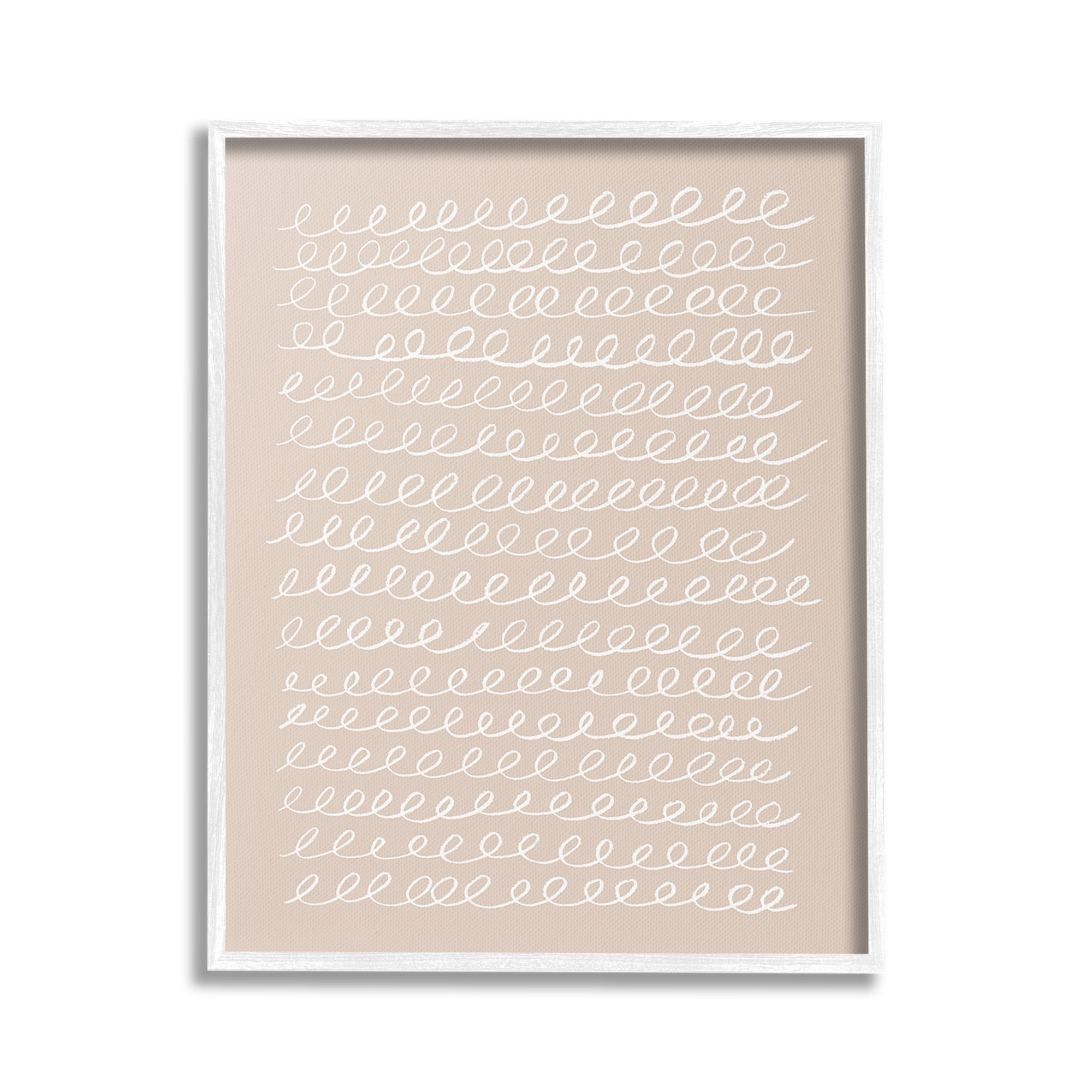 Stupell Industries Modern Beige Squiggle Abstract Painting White Framed Art Print Wall Art, 16 x 20