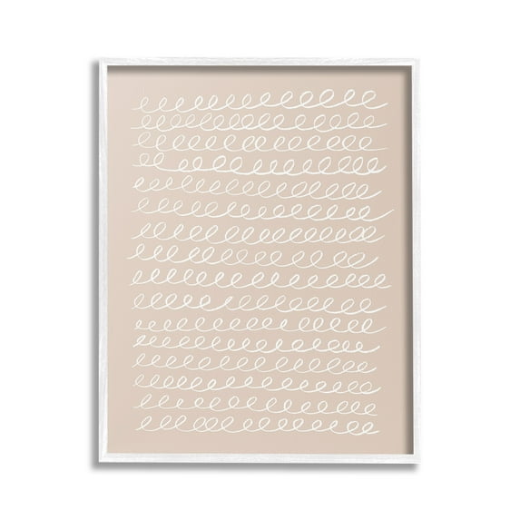 Stupell Industries Modern Beige Squiggle Abstract Painting White Framed Art Print Wall Art, 16 x 20