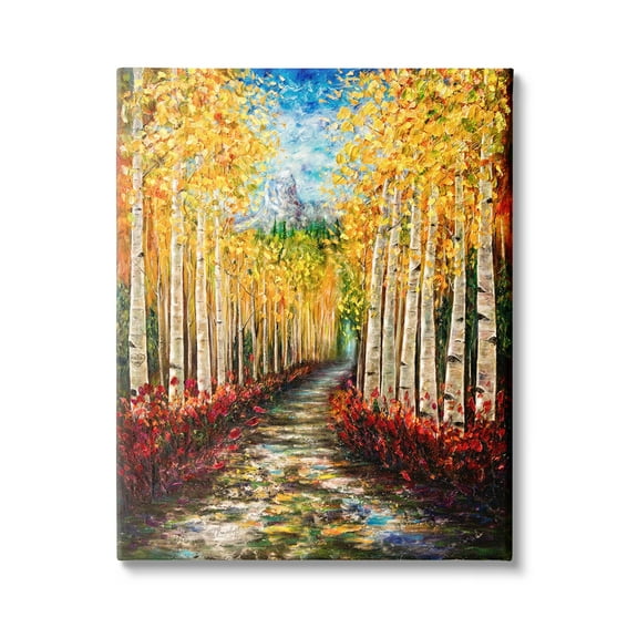 Stupell Industries Modern Birch Grove Painting Nature Painting Gallery Wrapped Canvas Print Wall Art, 16 x 20