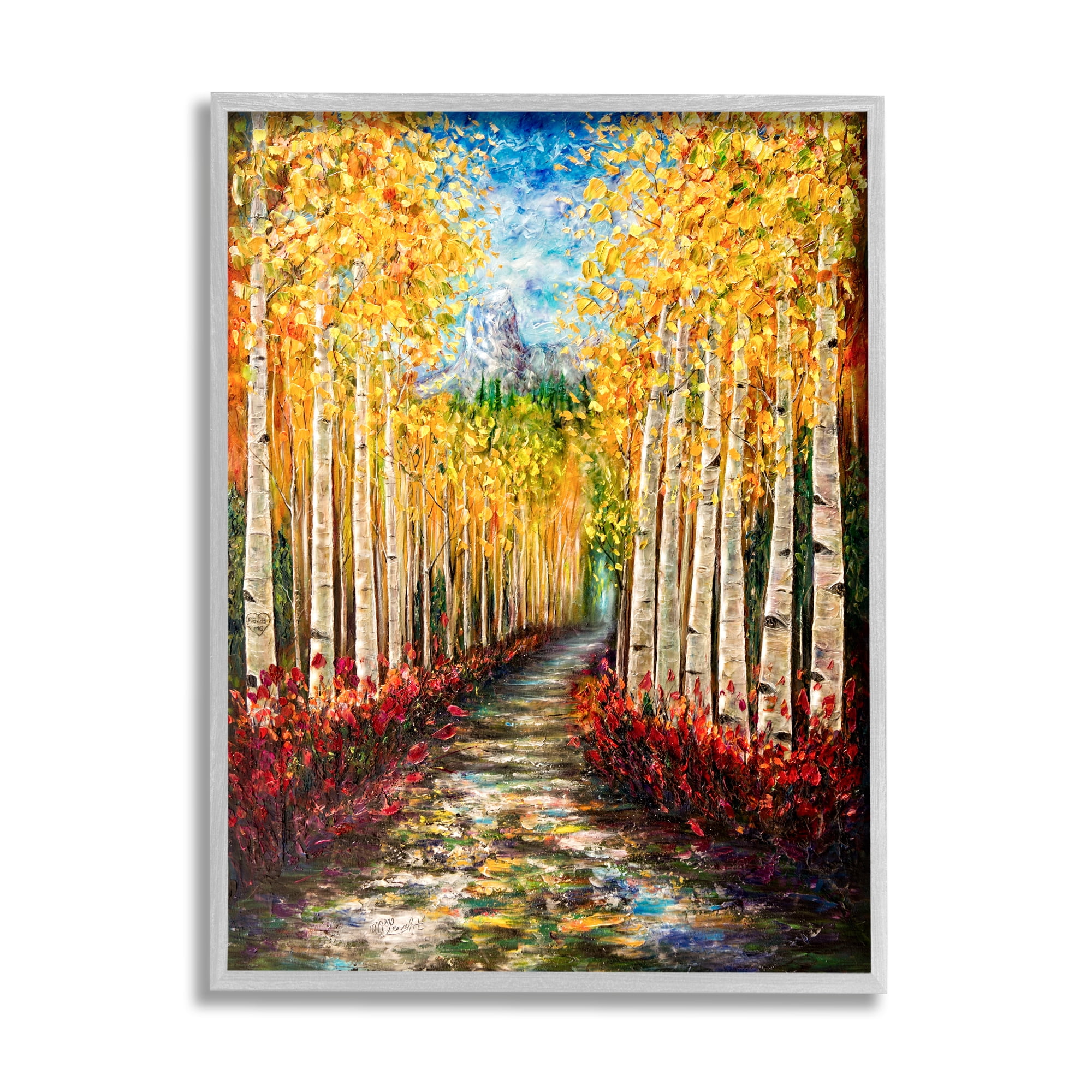 Stupell Industries Modern Birch Grove Painting Nature Painting Gray Framed Art Print Wall Art, 24 x 30