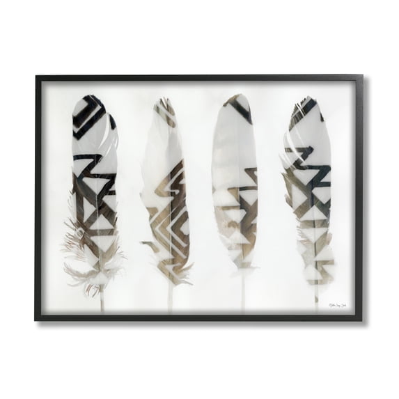 Stupell Industries Modern Bird Feather Photograph Geometric Aztec Pattern Abstract, 14 x 11, Design by Stellar Design Studio