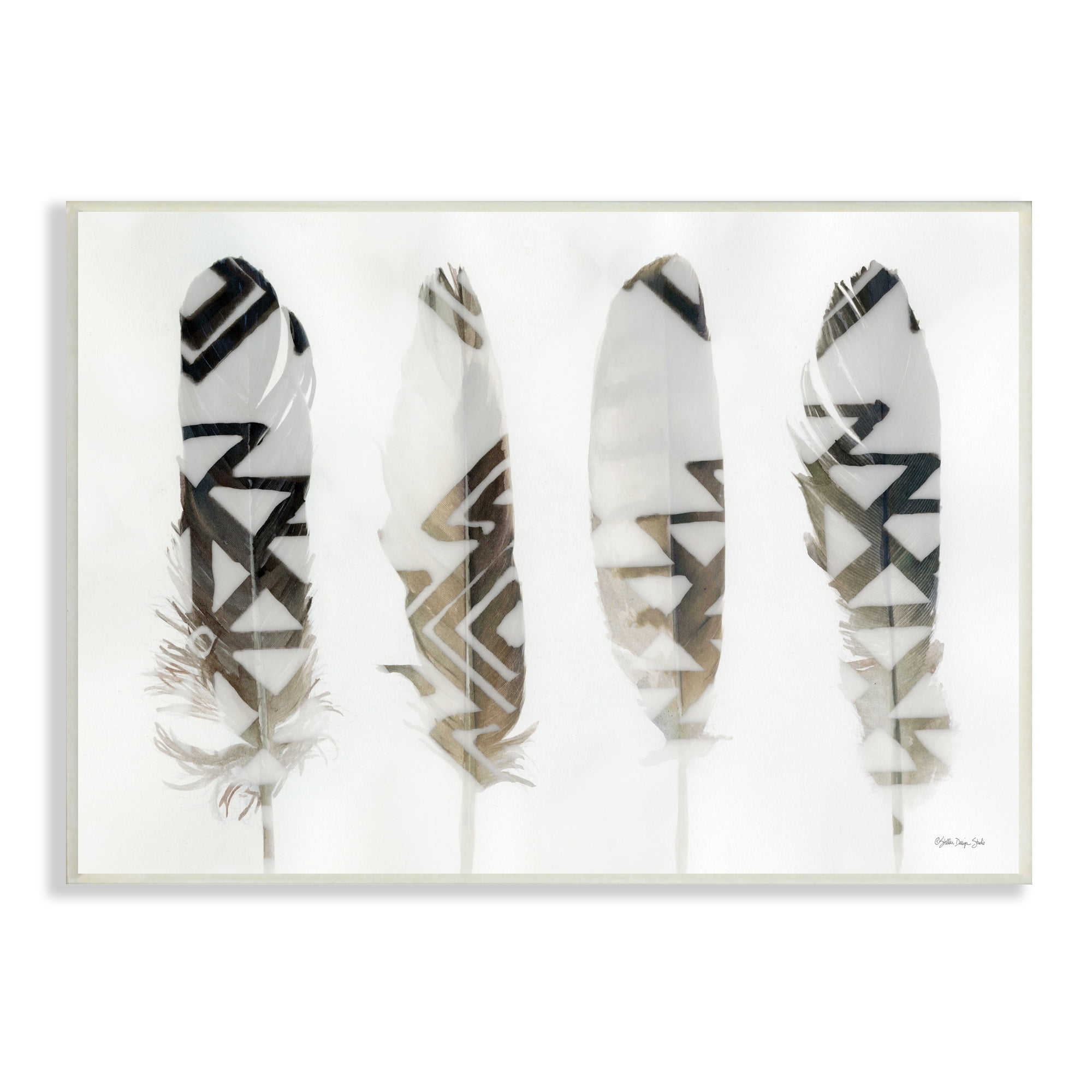 Stupell Industries Modern Bird Feather Photograph Geometric Aztec Pattern Abstract, 19 x 13, Design by Stellar Design Studio