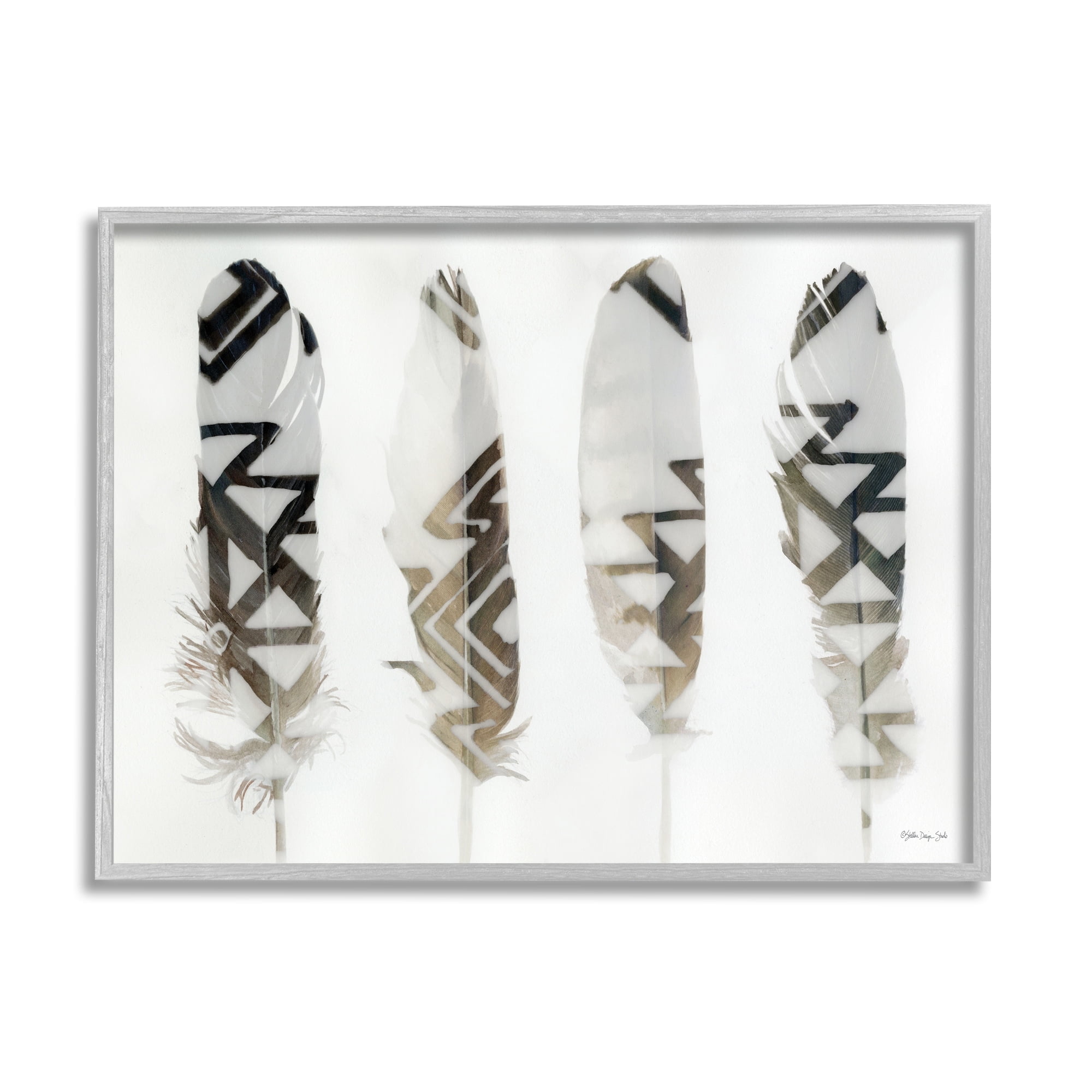 Stupell Industries Modern Bird Feather Photograph Geometric Aztec Pattern Abstract, 20 x 16, Design by Stellar Design Studio