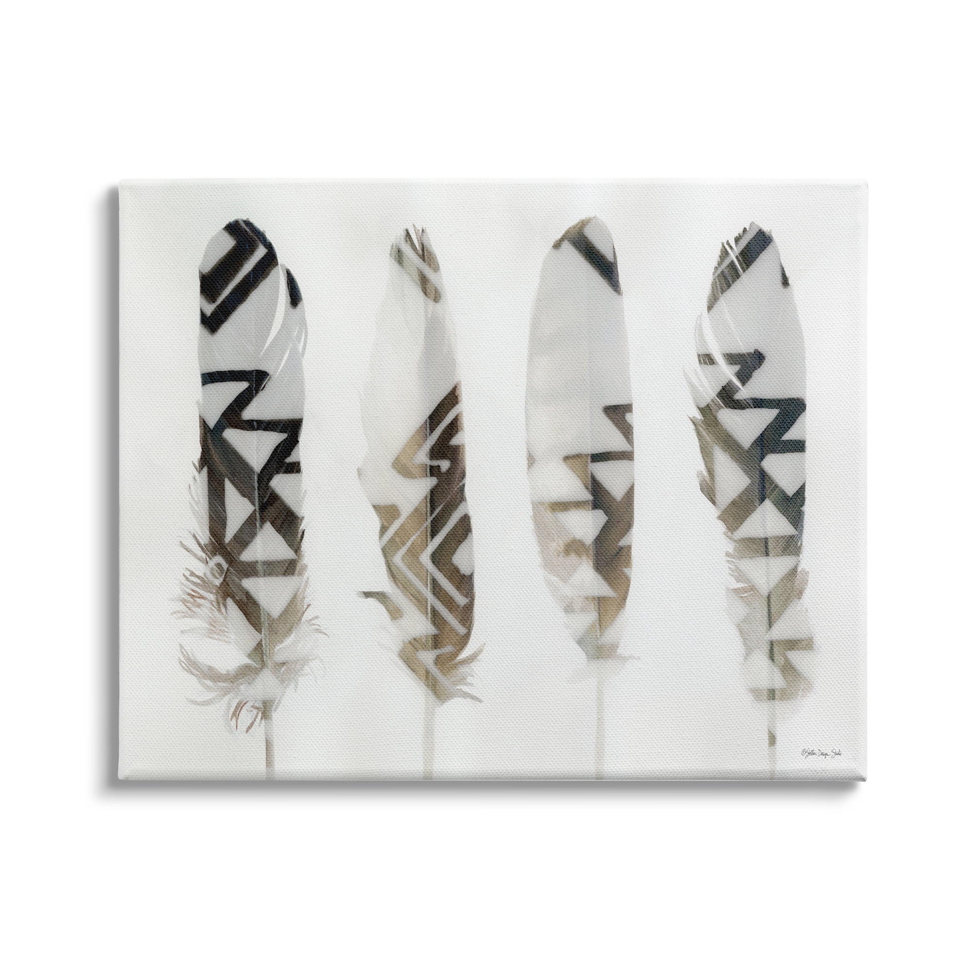 Stupell Industries Modern Bird Feather Photograph Geometric Aztec Pattern Abstract, 48 x 36, Design by Stellar Design Studio
