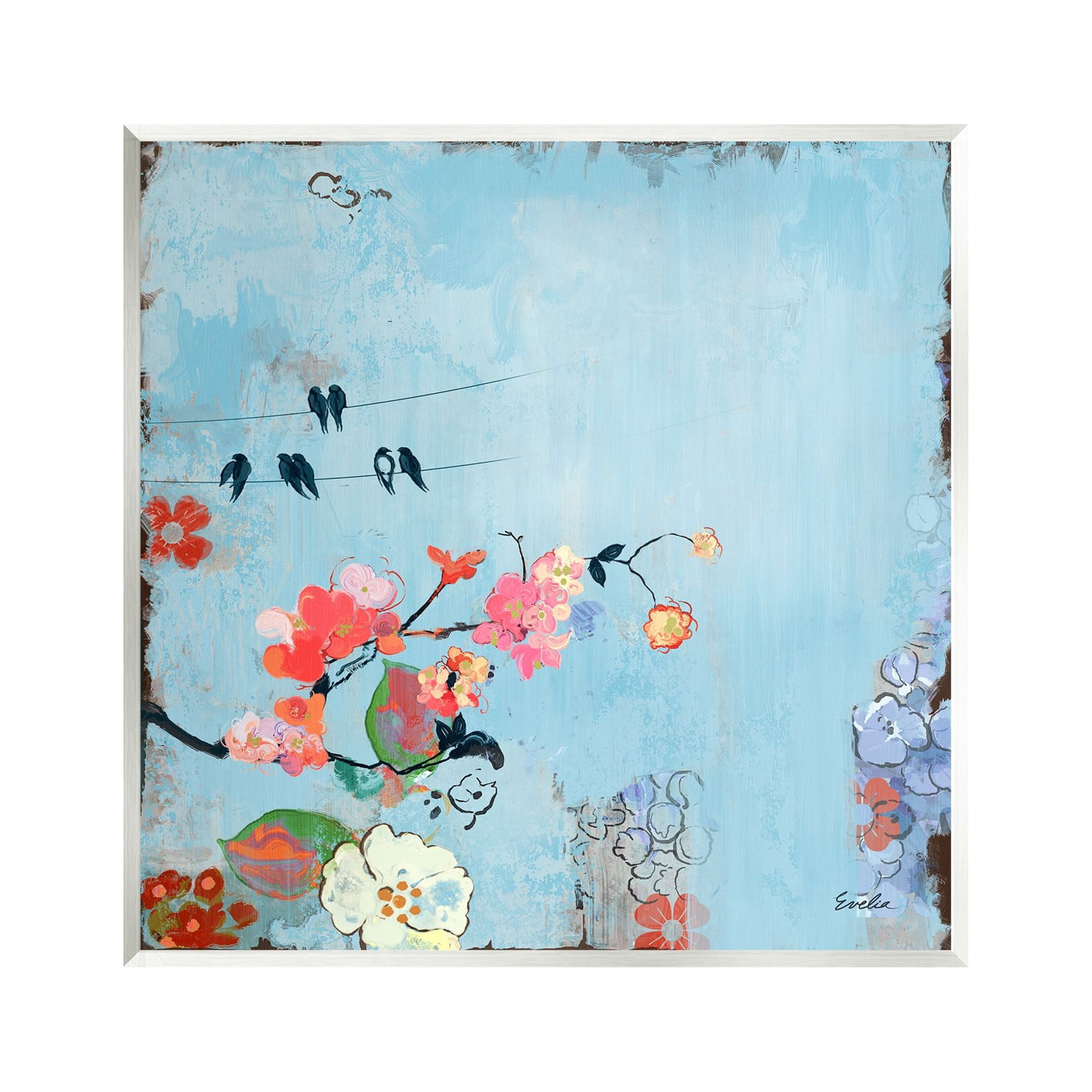 Stupell Industries Modern Birds & Flowers Scenery Animals & Insects Painting Unframed Art Print Wall Art, 12 x 12