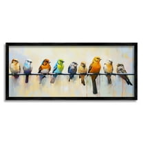 Stupell Industries Modern Birds Perched Animals & Insects Painting Black Framed Art Print Wall Art, 24 x 10