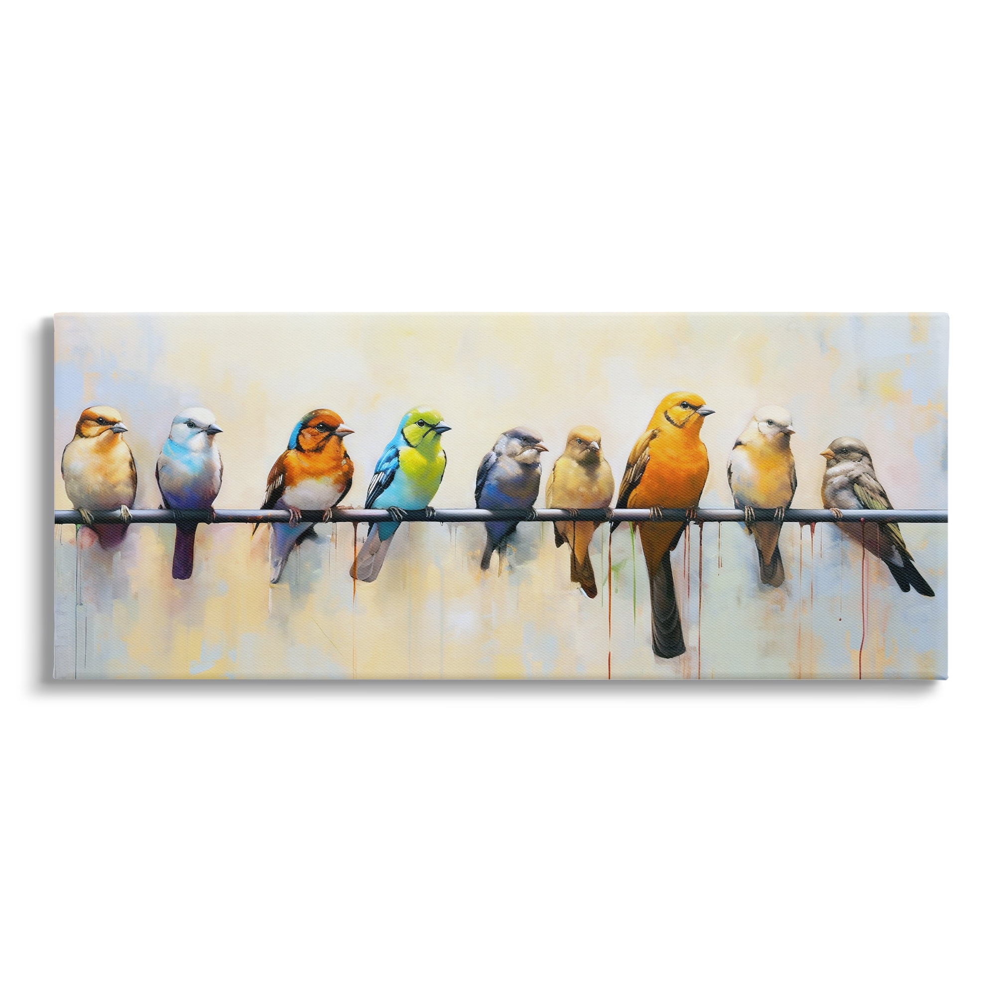 Stupell Industries Modern Birds Perched Animals & Insects Painting Gallery Wrapped Canvas Art Print Wall Art, 40 x 17