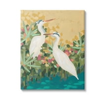 Stupell Industries Modern Birds at Pond's Edge Animals & Insects Painting Gallery Wrapped Canvas Art Print Wall Art, 16 x 20