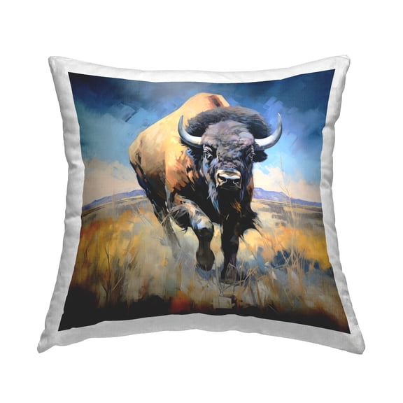 Stupell Industries Modern Bison Landscape Decorative Printed Throw Pillow, 18 x 18