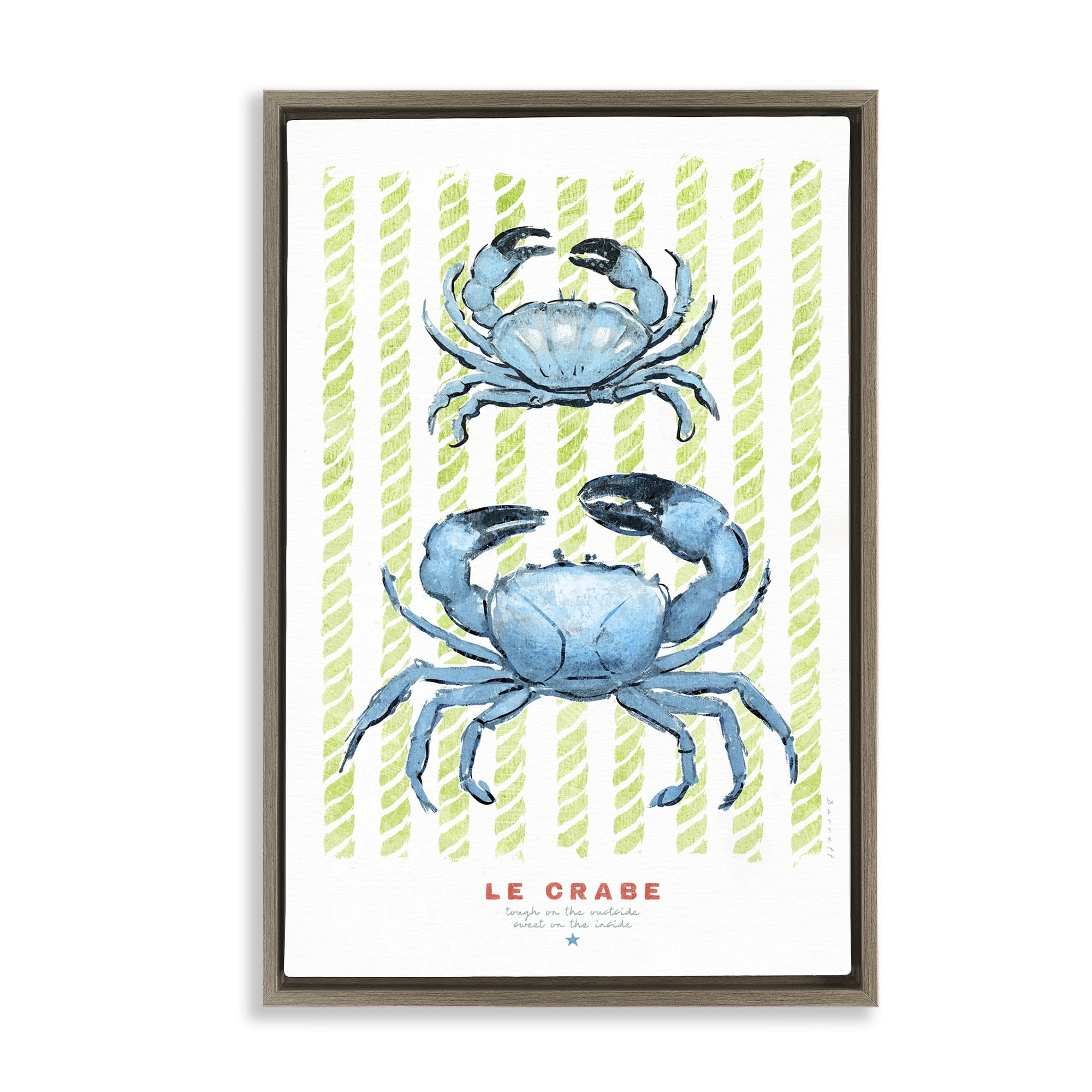 Stupell Industries Modern Bistro Crabs Brown Framed Floater Canvas Wall Art, design by Chad Barrett