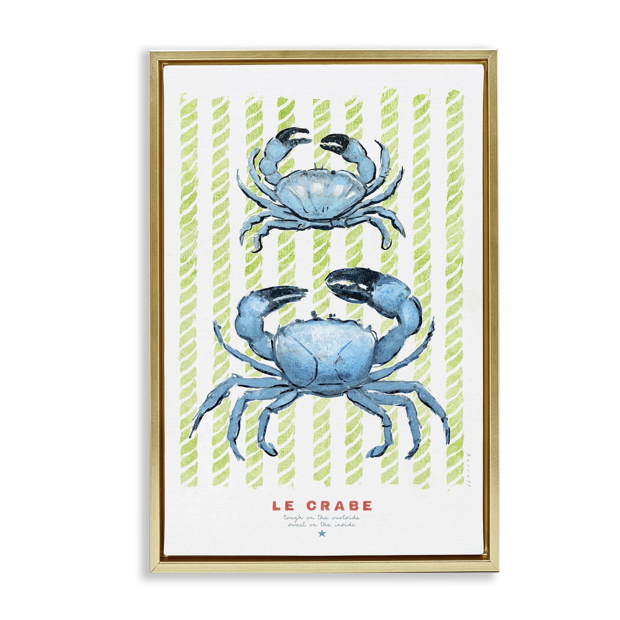 Stupell Industries Modern Bistro Crabs Gold Framed Floater Canvas Wall Art, design by Chad Barrett