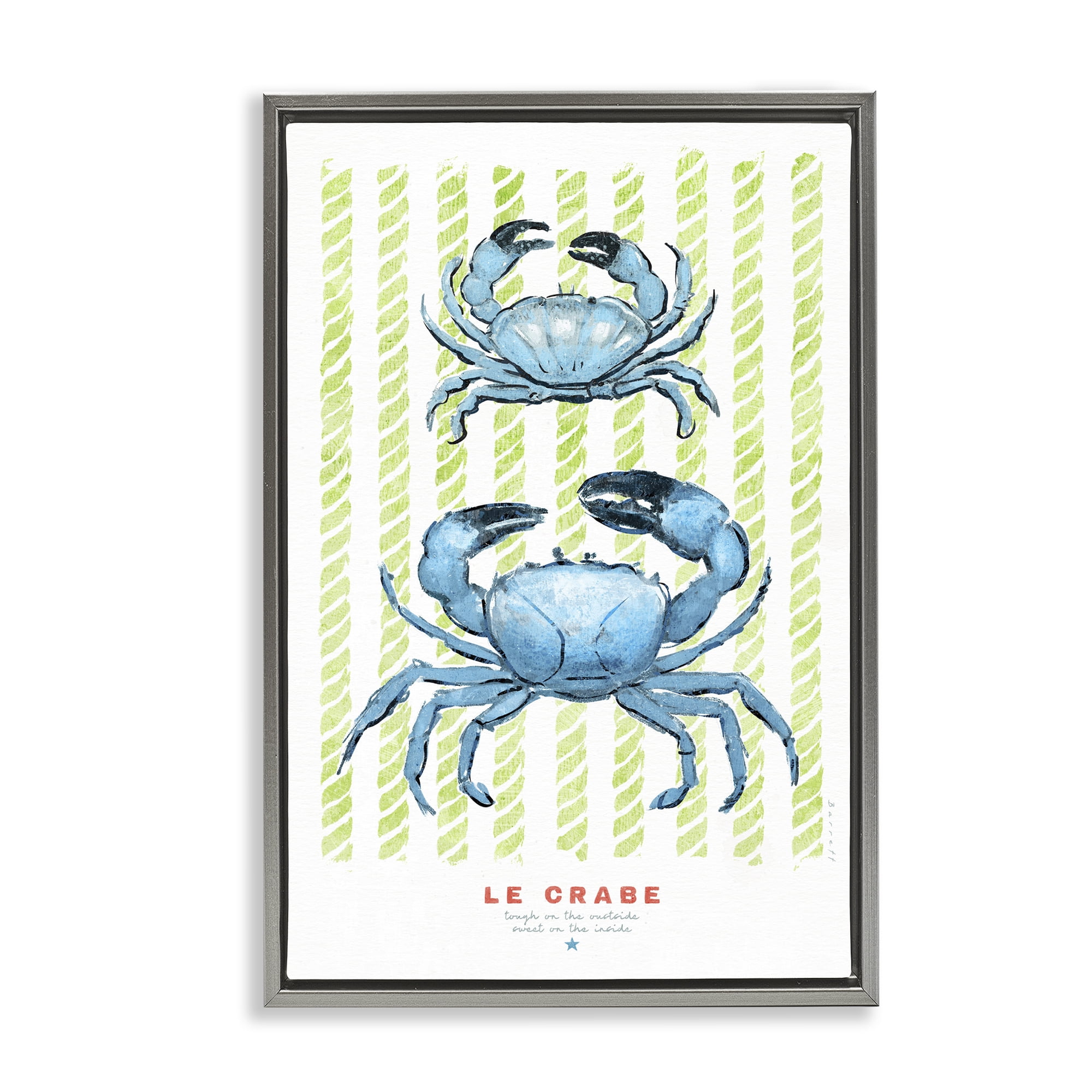 Stupell Industries Modern Bistro Crabs Gray Framed Floater Canvas Wall Art, design by Chad Barrett