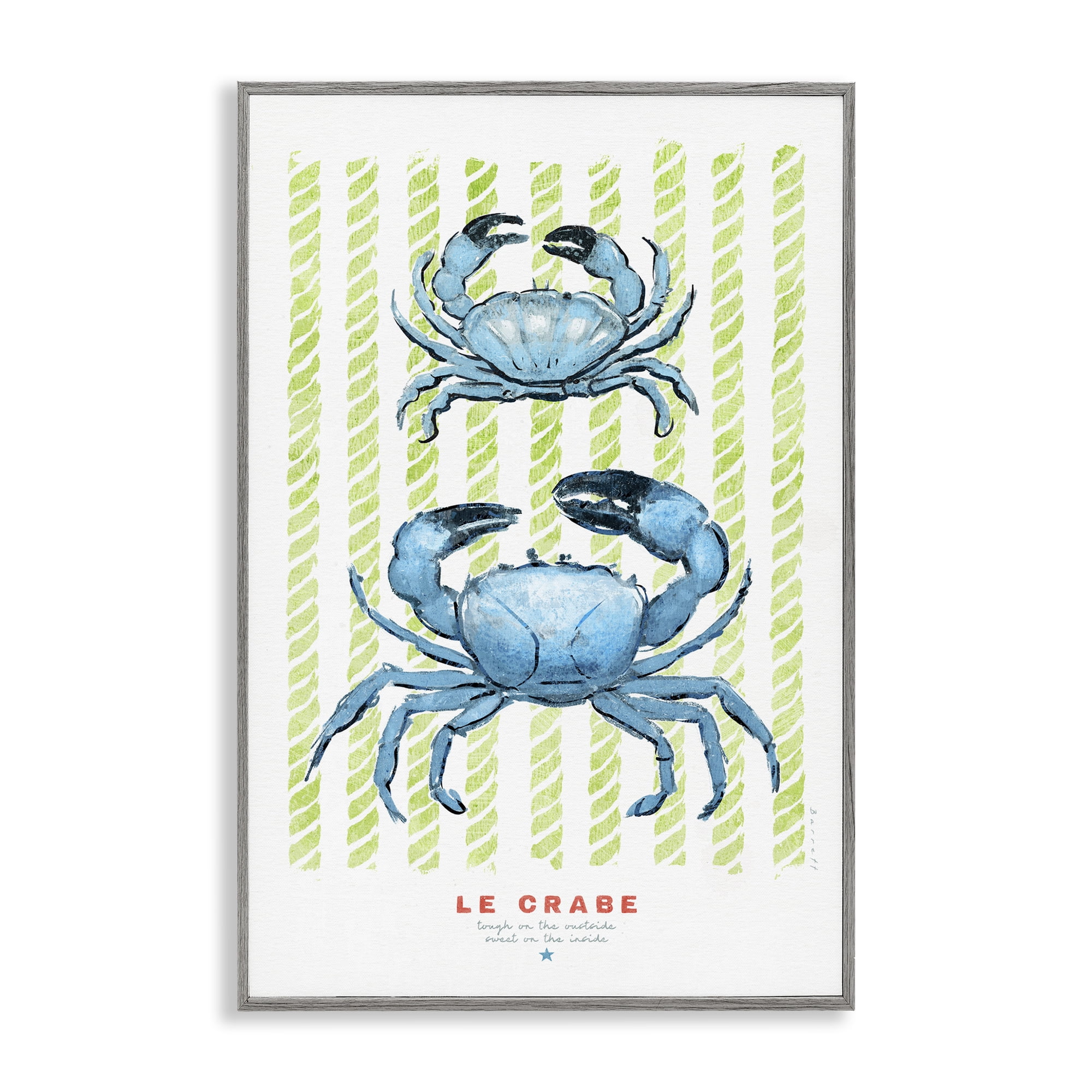 Stupell Industries Modern Bistro Crabs Gray Framed Giclee Art, design by Chad Barrett