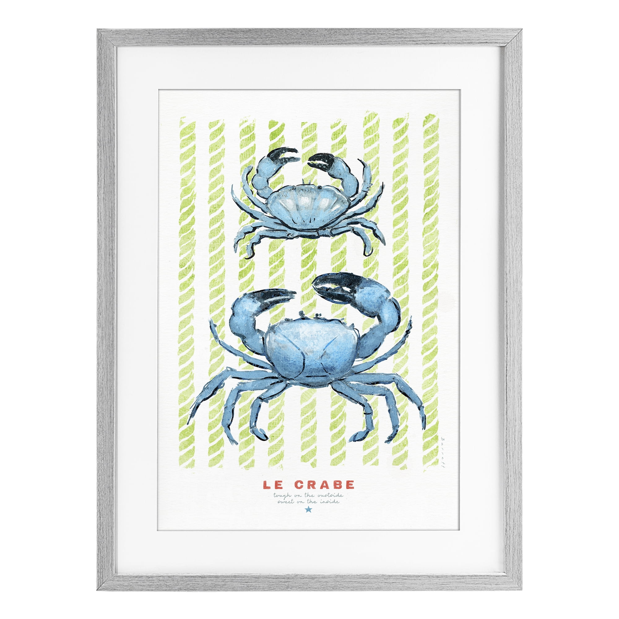 Stupell Industries Modern Bistro Crabs Gray Framed Print Under Glass, design by Chad Barrett