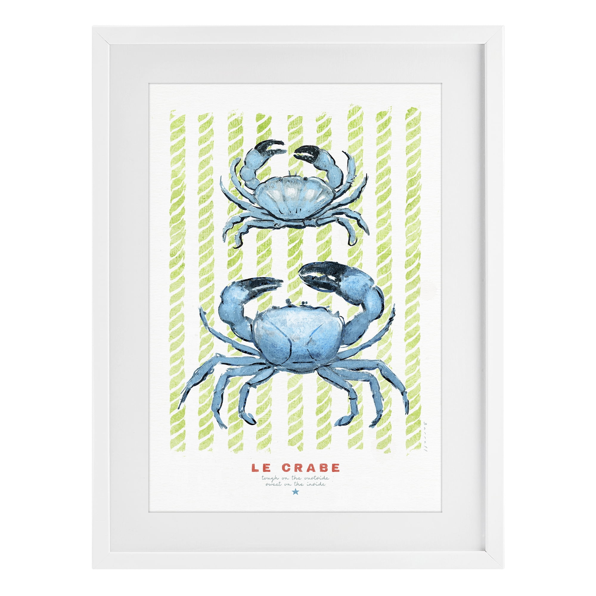 Stupell Industries Modern Bistro Crabs White Framed Print Under Glass, design by Chad Barrett