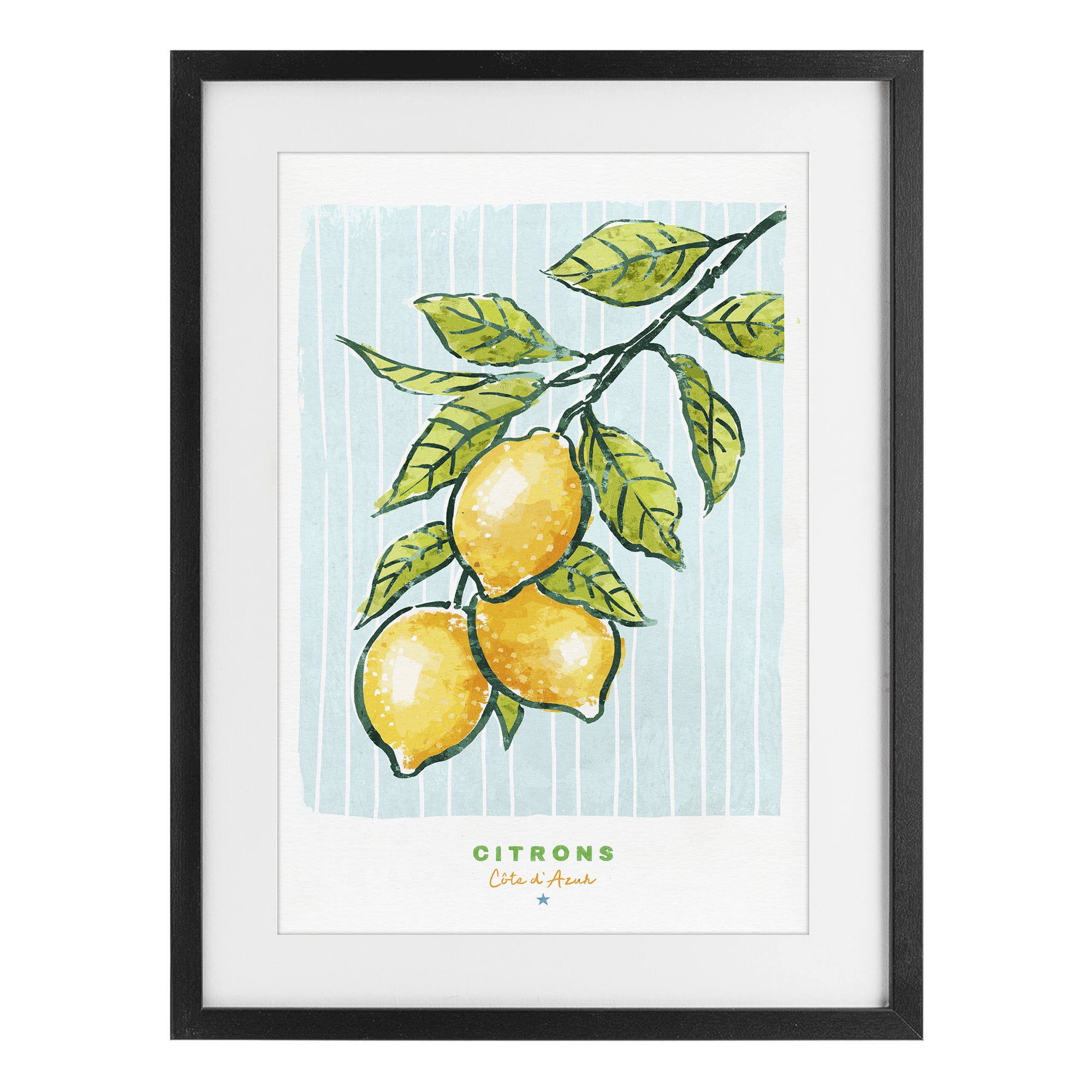 Stupell Industries Modern Bistro Lemons Black Framed Print Under Glass, design by Chad Barrett