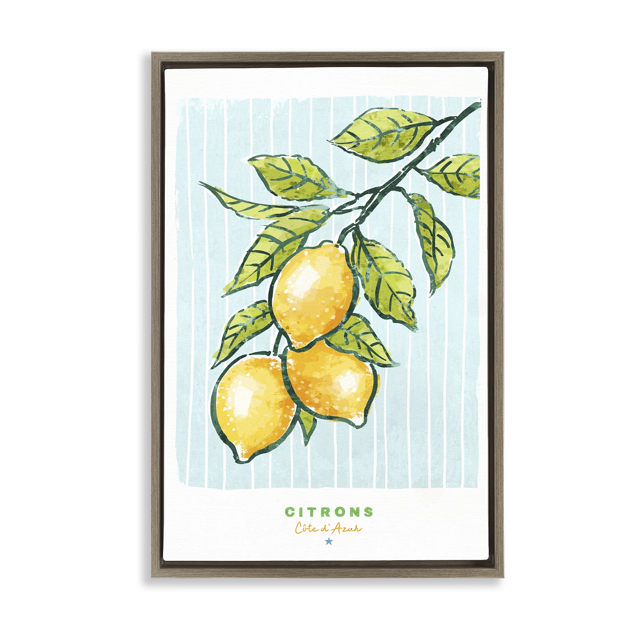 Stupell Industries Modern Bistro Lemons Brown Framed Floater Canvas Wall Art, design by Chad Barrett