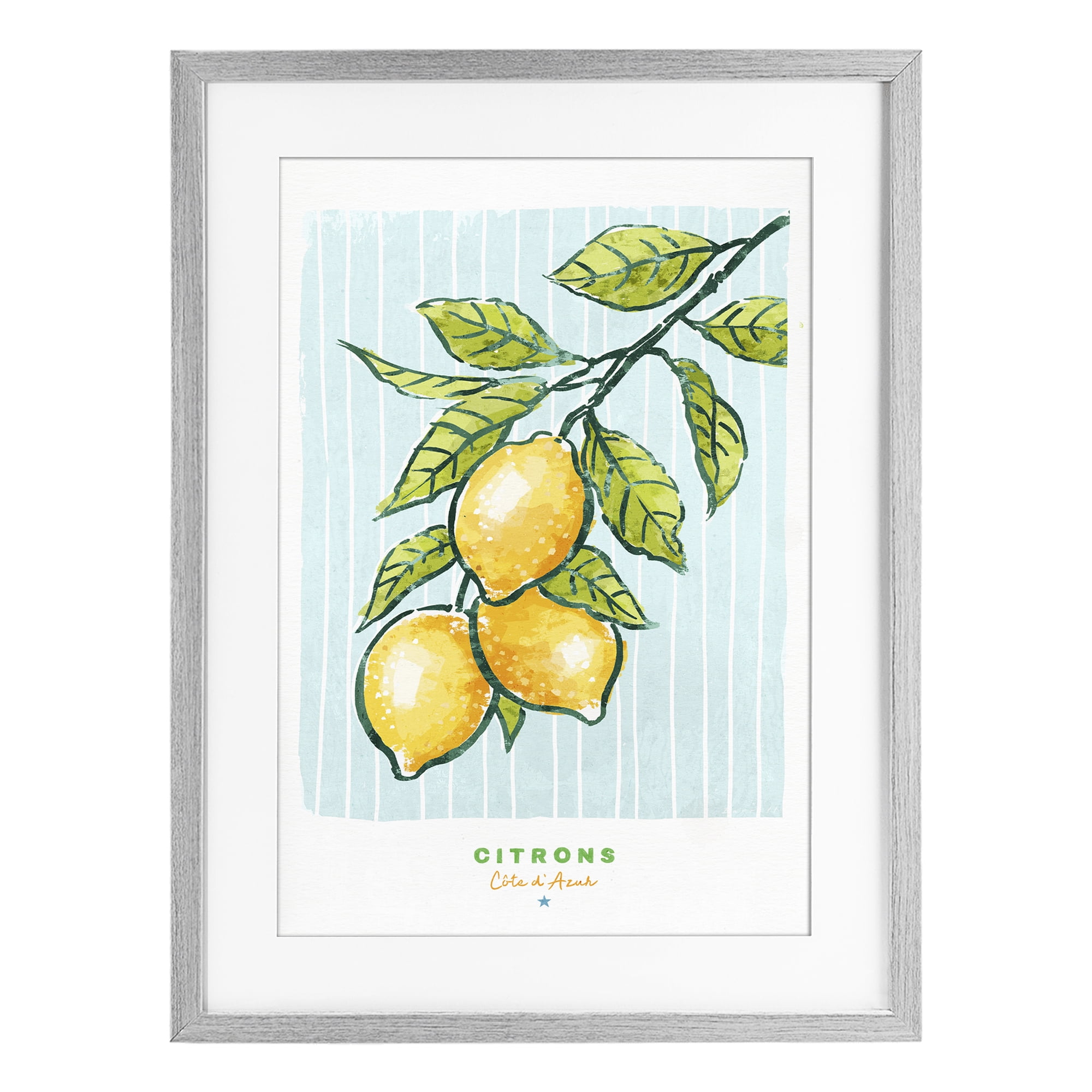Stupell Industries Modern Bistro Lemons Gray Framed Print Under Glass, design by Chad Barrett