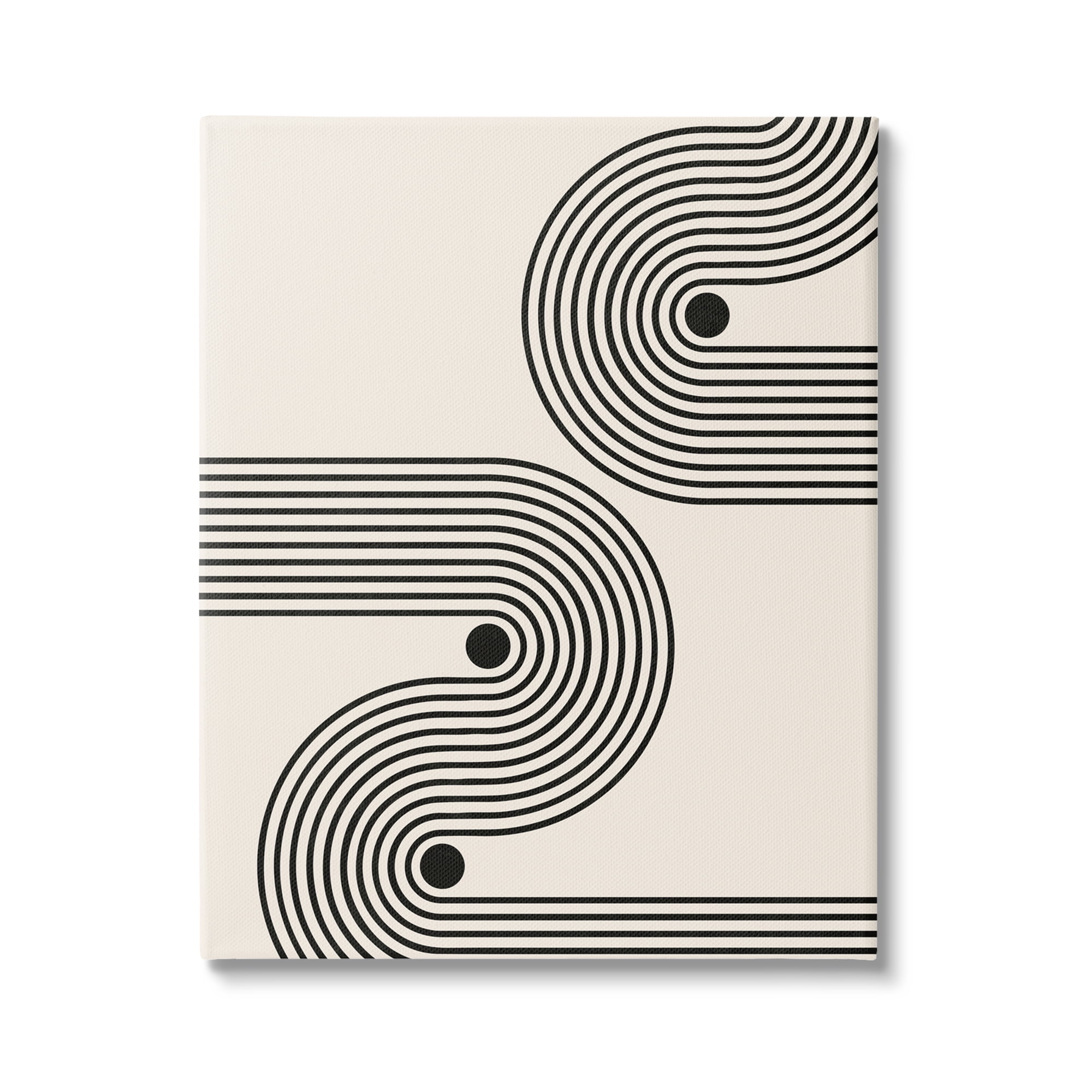 Stupell Industries Modern Black & Beige Wave Abstract Painting Gallery Wrapped Canvas Print Wall Art, 16 x 20