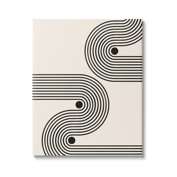 Stupell Industries Modern Black & Beige Wave Abstract Painting Gallery Wrapped Canvas Print Wall Art, 16 x 20
